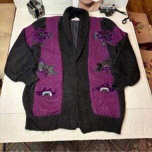 Alexa Grace Vintage 80’s Embroidered Mohair Wool Cardigan Sweater